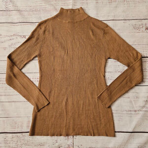 Vintage Canvasbacks Spun Silk Knit Brown Mock Neck Sweater Neutral Capsule Small